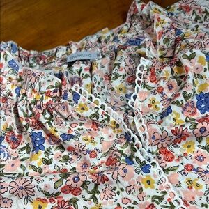 Floral Ruffle Short Sleeve Blouse LNWOT, Trim Detail